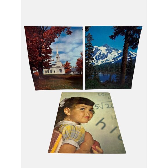 Vintage 1961 Embossed Calendar Page Samples Lithograph Prints & Cardboard Fan - Picture 6 of 6